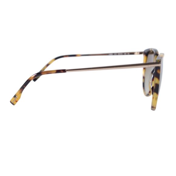 Lacoste Round Oval Oversized Women\'s Sunglasses - Yellow Havana / Brown - NWT